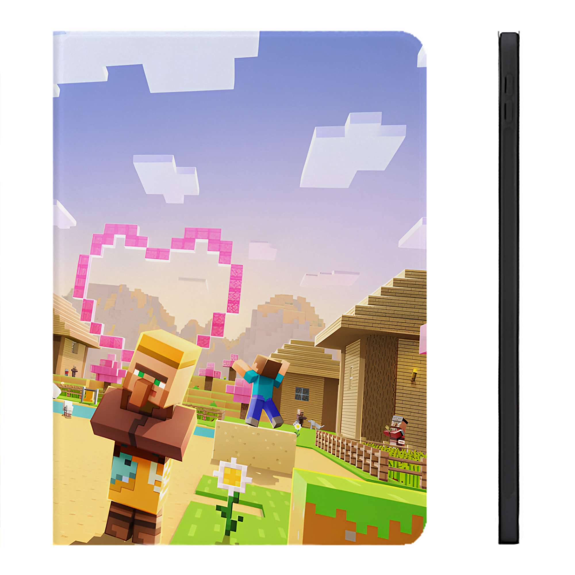 （画像用） マインクラフト ブロックの世界 Minecraft MC Block world IPadケース ペンホルダー付き ブックスタイルデザイン
